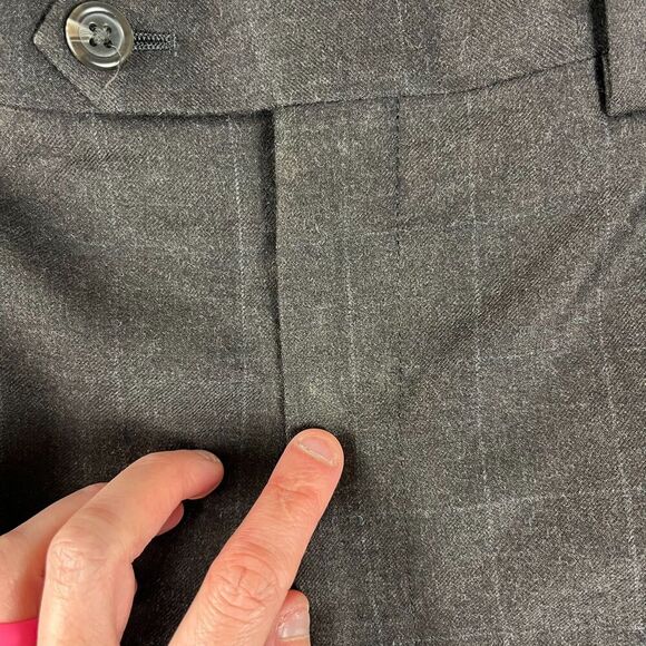 Lauren Ralph Lauren 100% Wool Plaid Cuffed Pants Men's 36X30 Gray Pleated - Picture 3 of 15
